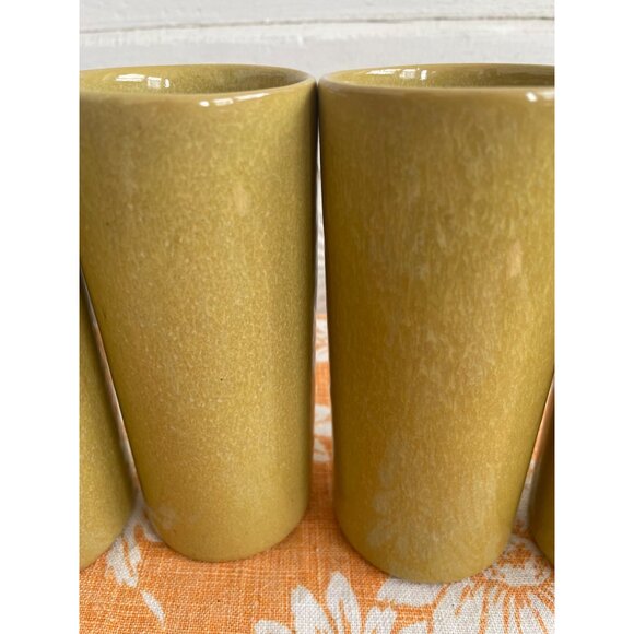 Vintage MCM Dryden Pottery Tumbler Glasses Set of 4 Yellow/Green - Picture 9 of 9